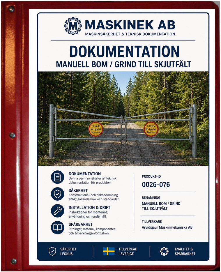 Pärmförsättsblad bom grind skjutfält